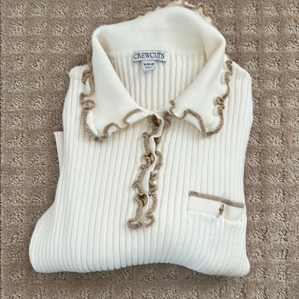 JCrew ruffle polo sweater